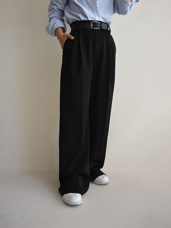 شلوار واید کرپ پیلی دار