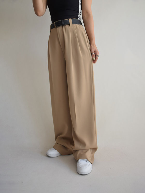 شلوار واید کرپ پیلی دار