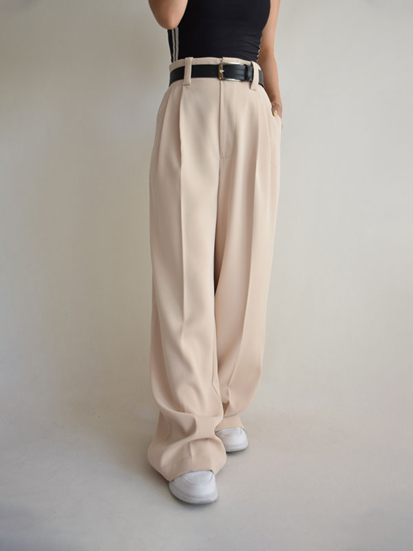 شلوار واید کرپ پیلی دار