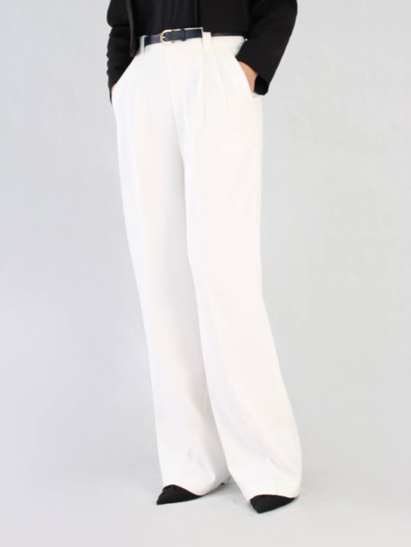 شلوار واید کرپ پیلی دار