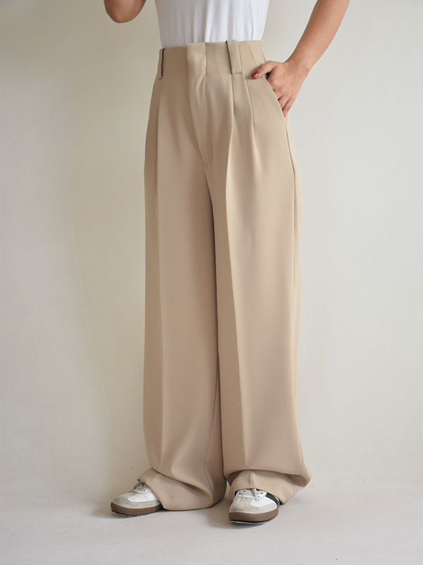 شلوار واید کرپ پیلی دار