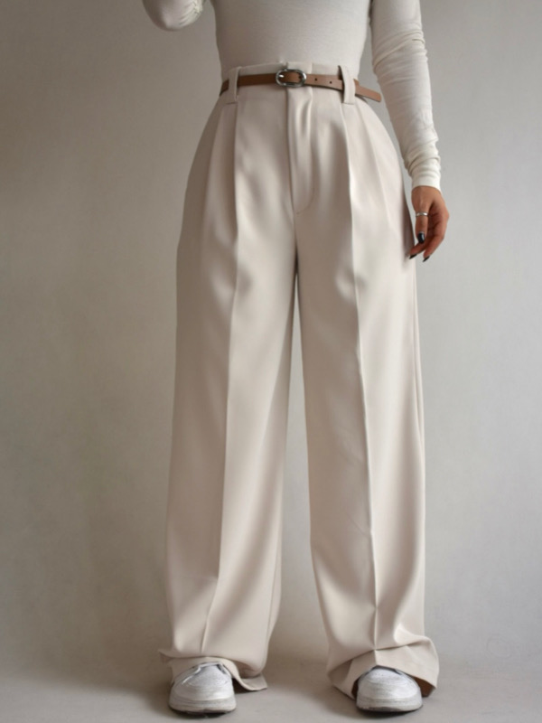 شلوار واید کرپ پیلی دار