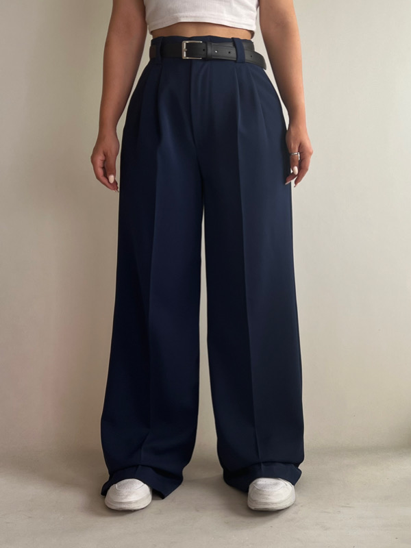 شلوار واید کرپ پیلی دار