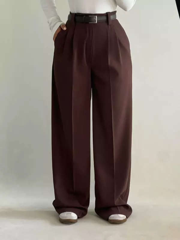 شلوار واید کرپ پیلی دار