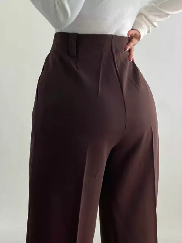 شلوار واید کرپ پیلی دار