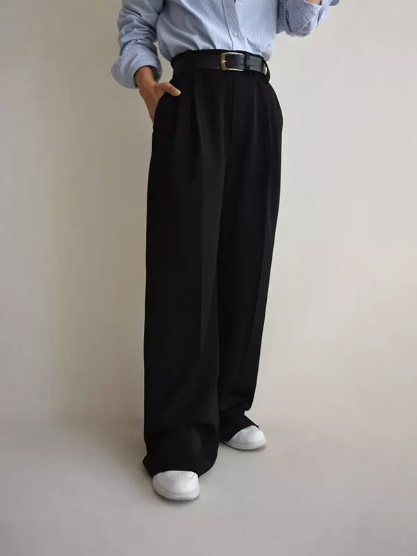 شلوار واید کرپ پیلی دار