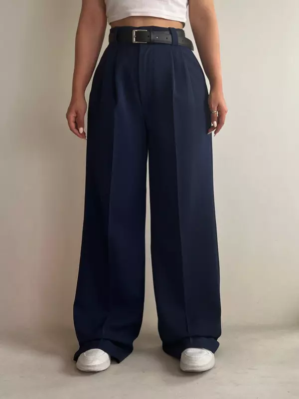 شلوار واید کرپ پیلی دار