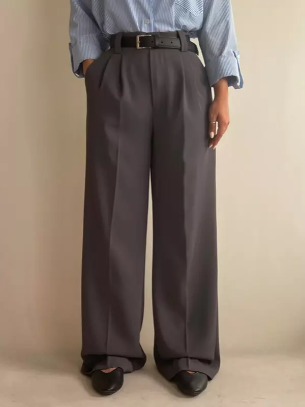 شلوار واید کرپ پیلی دار