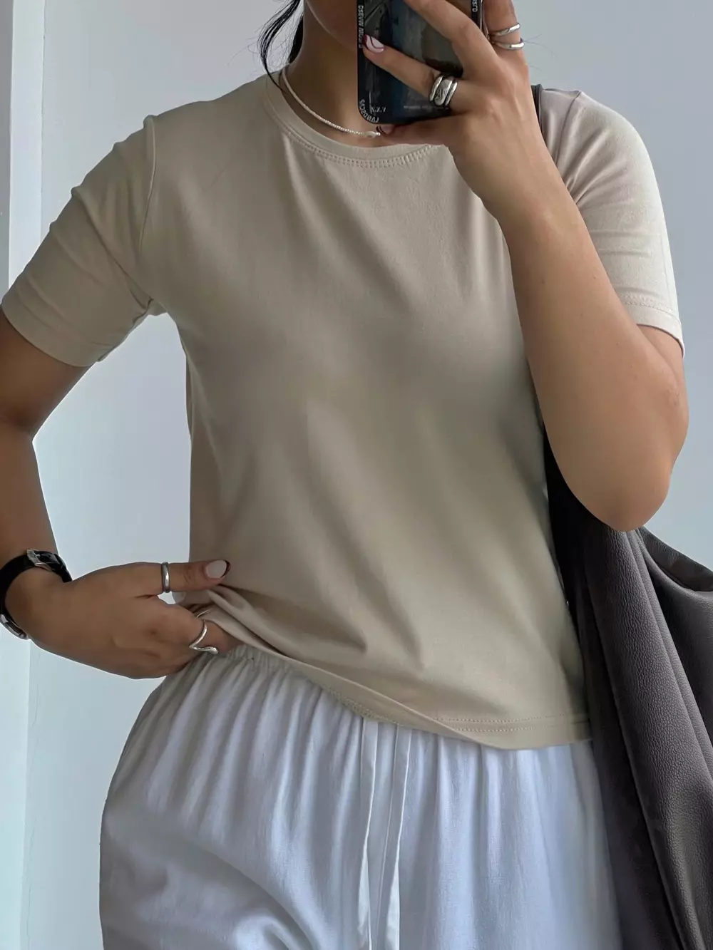 تیشرت کراپ ساده زنانه کشی